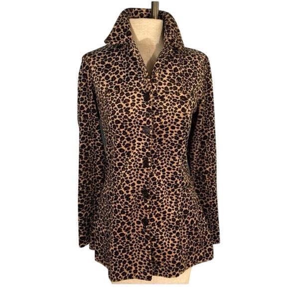 Vintage 90's Y2K Leopard Print Fuzzy Velvet Jacket Forever 21 Punk Alt Girl S - Picture 2 of 5